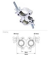 KUPO KCP-857 Mighty Half Swivel Coupler. Хомут двойной  (Ø48-51 + Ø51-60 ↓500)