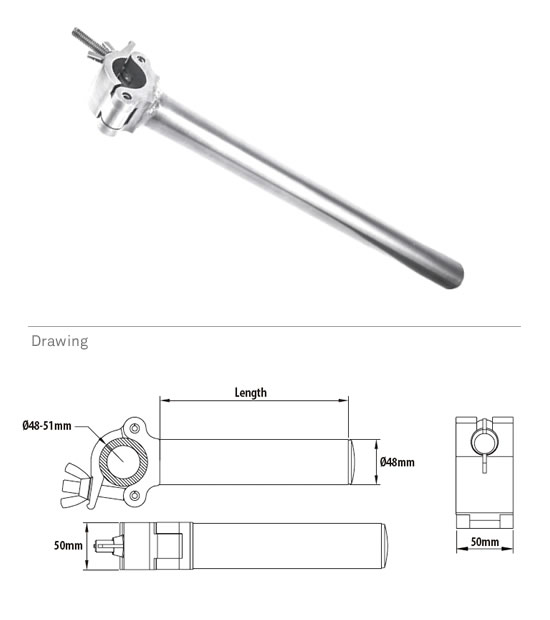 KUPO KCP-802 Arm Coupler w/Tube 500 mm. Хомут с удлинителем (Ø48-51↓40) KUPO KCP-802 Arm Coupler w/Tube 500 mm. Хомут с удлинителем (Ø48-51↓40)
